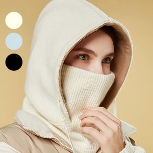 더블페이스 바라클라바 페이크 후드넥워머 니트 모자 넥워머일체형