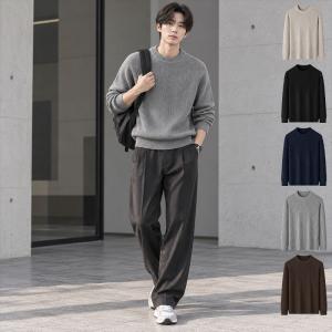 남성 클래식 어꺠라인 포인트 라운드넥 니트