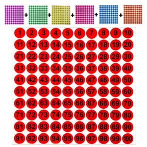 7색 세트 1부터 100 숫자 넘버링 원형 스티커 700pcs S1448