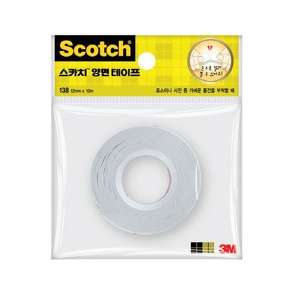 3M 스카치 종이양면테이프 138 12mmx10m / 12mmx10m (1개입)