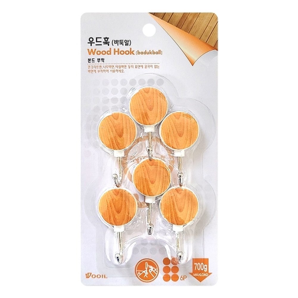 세모네모 우드훅 바둑알행거 W-5S / (6개입)