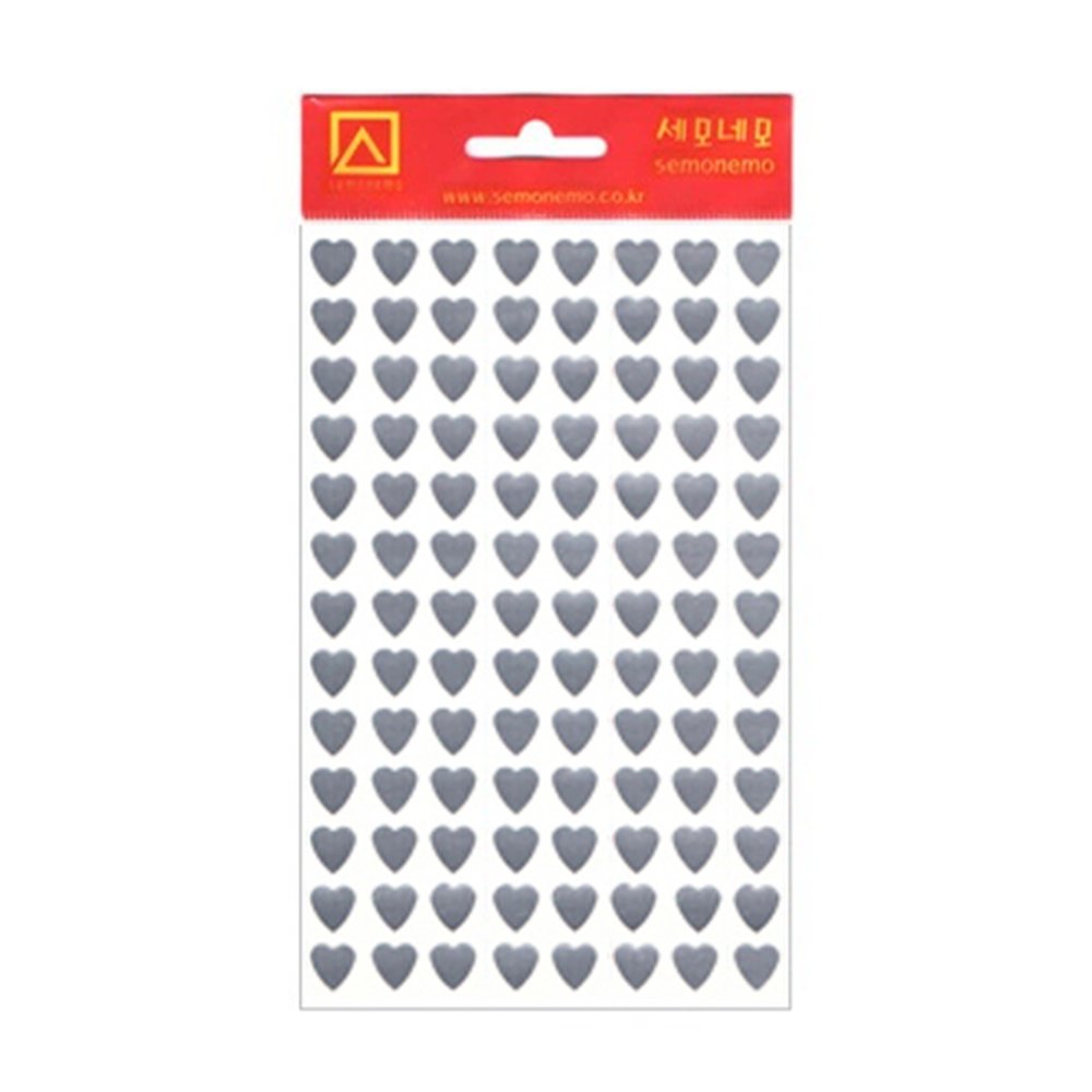세모네모 1000 모양견출지 하트 10-328S 7매 은색 8x9 (1개입)
