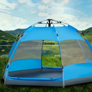 신상 3-5인 양문 자동 육각 텐트