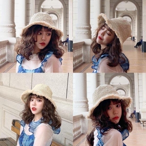 라탄모자 플로피햇 밀짚모자 여성 여름 바캉스 챙모자