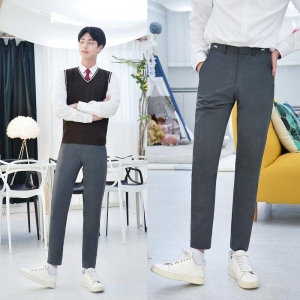 (허리조절) 스판 그레이 교복바지 남자
