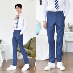 (허리조절) 스판 진청색 교복바지 남자